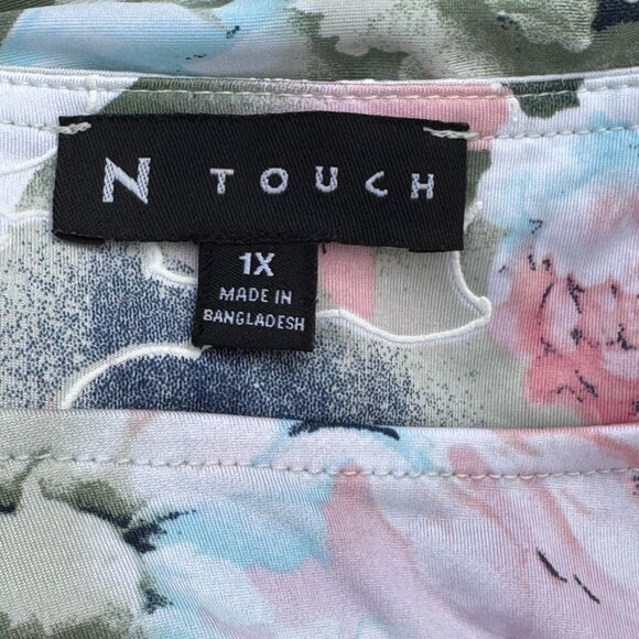 N Touch Embossed Floral Pullover Top‎ Womens 1X Multicolor 3/4 Sleeve Loose Fit - Picture 7 of 14